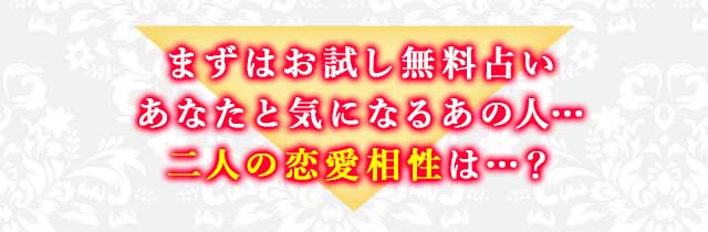 まずはお試し無料占い あなたと気になるあの人… 二人の恋愛相性は？